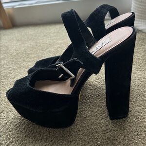 Steve Madden Black Velvet Platform Heels